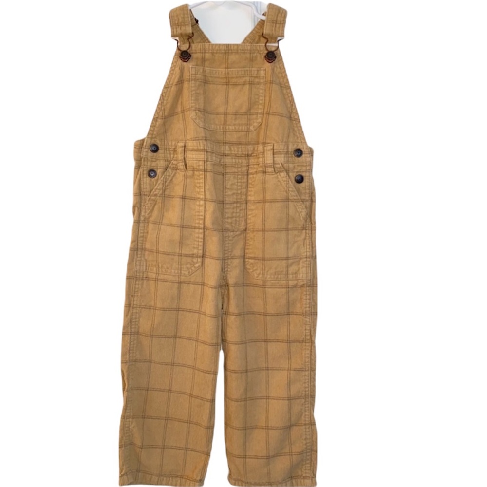 Janie & Jack | Tan Plaid Overalls - Picture 2 of 8